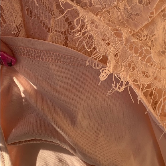❌DONATED❌Blush Pink Ruching Ruffle Lace V-neck Adjustable Strap Dress - Picture 6 of 8